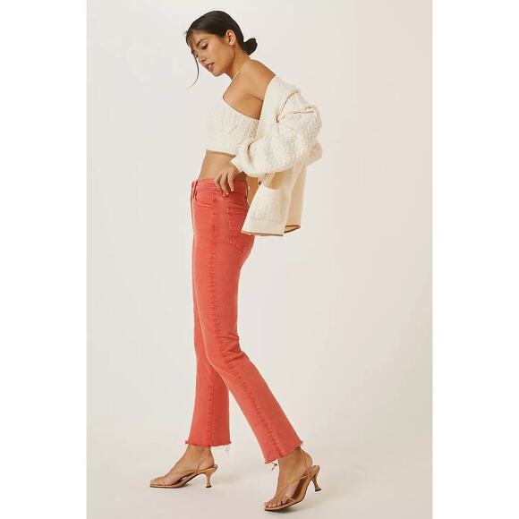 Mother Swooner Rascal Jeans Size 25 Red Ankle Fray High Straight USA Game Day - Picture 2 of 14